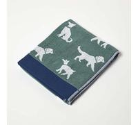 HOMESCAPES Serviette de Toilette Vert, Serviette de Bain en 100% Coton, 50 x 85 cm, Linge de Bain à Motif Chiens