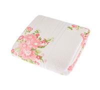 HOMESCAPES Serviette invité en 100% Coton à Motif Floral, Serviette de Bain 50 x 90 cm - Crème