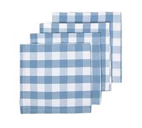 HOMESCAPES Serviettes de Table à Grands Carreaux Vichy, Lot de 4, Linge de Table en Coton uni, Bleu