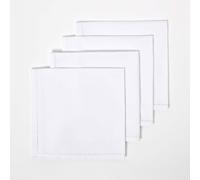HOMESCAPES Serviettes de Table en Coton, Lot de 4, Linge de Table uni, Blanc