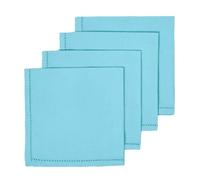 HOMESCAPES Serviettes de Table en Coton, Lot de 4, Linge de Table uni, Bleu