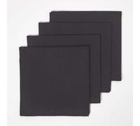 HOMESCAPES Serviettes de Table en Coton, Lot de 4, Linge de Table uni, Noir