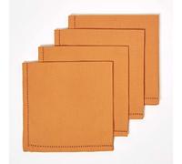 HOMESCAPES Serviettes de Table en Coton, Lot de 4, Linge de Table uni, Terracotta