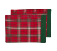 HOMESCAPES Set de Table à Carreaux écossais, Lot de 2, Linge de Table en Coton Rouge, 30 x 45 cm