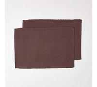HOMESCAPES Set de Table Lavable en Coton Lot de 2, Linge de Table uni Chocolat, 33 x 50 cm