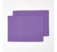 HOMESCAPES Set de Table Lavable en Coton Lot de 2, Linge de Table uni Violet, 33 x 50 cm