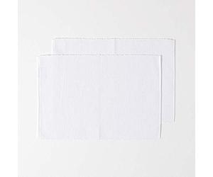 HOMESCAPES Set de Table Lavable rectangulaire - Lot de 2, Dessous de Table 100% Coton uni Blanc, 33 x 50 cm