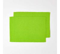 HOMESCAPES Set de Table Lavable rectangulaire - Lot de 2, Dessous de Table 100% Coton uni Citron Vert, 33 x 50 cm