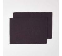 HOMESCAPES Set de Table Lavable rectangulaire - Lot de 2, Dessous de Table 100% Coton uni Noir, 33 x 50 cm