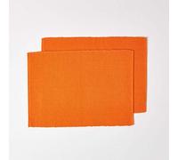 HOMESCAPES Set de Table Lavable rectangulaire - Lot de 2, Dessous de Table 100% Coton uni Orange, 33 x 50 cm