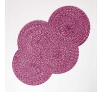 HOMESCAPES Set de Table Rond Rose, Lot de 4 Dessous de Table tressé en Polyester 40 cm