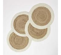 HOMESCAPES Set de Table Rond, Set de Table Naturel en Jute Bicolore, Lot de 4 Dessous de Table 40cm, Décoration de Table