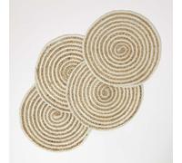 HOMESCAPES Set de Table Rond, Set de Table Naturel en Jute Spirale, Lot de 4 Dessous de Table 40cm, Décoration de Table