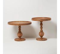 HOMESCAPES Table Basse Ronde en Bois d’Acacia - Lot de 2 | Tables d’Appoint Salon 60 x 60 x 45 cm et 50 x 50 x 55 cm - Bout de Canapé en Bois Massif Style Rustique