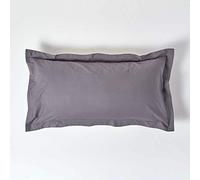 HOMESCAPES Taie d’Oreiller 50x90 cm 100% Coton égyptien 200 Fils, Taie d’Oreiller rectangulaire à Volants Coloris Gris foncé