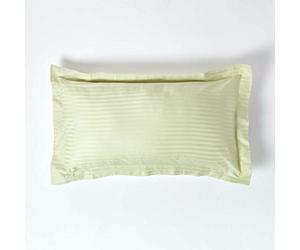 HOMESCAPES Taie d’Oreiller 50x90 cm en Percale de Coton égyptien 330 Fils, Taie d’Oreiller rectangulaire à Volants, Coloris Vert Clair