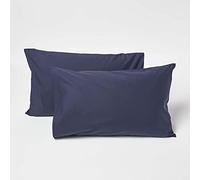 HOMESCAPES Taie d’Oreiller Enfant 40x60 cm en Coton égyptien 200 Fils Bleu Marine, Lot de 2, Taie d’Oreiller bébé