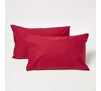 HOMESCAPES Taie d’Oreiller Enfant 40x60 cm en Coton égyptien 200 Fils Rouge, Lot de 2, Taie d’Oreiller bébé