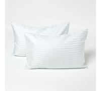 HOMESCAPES Taie d’Oreiller Enfant 40x60 cm en Percale de Coton égyptien 330 Fils, Lot de 2, Taie d’Oreiller bébé Coloris Bleu, Linge de lit Enfant