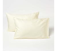 HOMESCAPES Taie d’Oreiller Enfant 40x60 cm en Percale de Coton égyptien 330 Fils, Lot de 2, Taie d’Oreiller bébé Coloris Jaune Pastel, Linge de lit Enfant