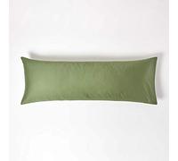 HOMESCAPES Taie de traversin 50x140 cm en 100% Coton Bio 400 Fils Coloris Vert Mousse