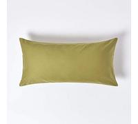 HOMESCAPES Taie d'oreiller 40x80 cm, 100% Satin de Coton égyptien 1000 Fils, Coloris Vert Olive