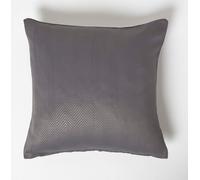 HOMESCAPES Taie d'oreiller avec motif en zigzag, gris foncé 45 x 45cm