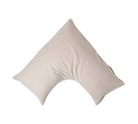 HOMESCAPES Taie d'oreiller en Lin lavé orthopédique Cervical coudée en Forme V Beige