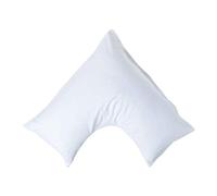 HOMESCAPES Taie d'oreiller en Lin lavé orthopédique Cervical coudée en Forme V Blanc