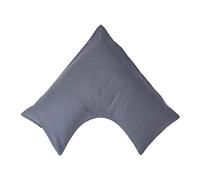 HOMESCAPES Taie d'oreiller en Lin lavé orthopédique Cervical coudée en Forme V Gris