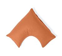 HOMESCAPES Taie d'oreiller en Lin lavé orthopédique Cervical coudée en Forme V Orange