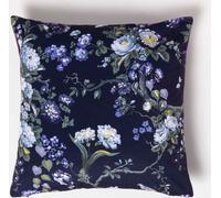 HOMESCAPES Taie d'oreiller en velours Jardin nocturne 46 x 46 cm, housse de coussin florale violette