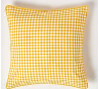 HOMESCAPES Taie d'oreiller vichy en coton, 60 x 60 cm, jaune