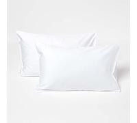 HOMESCAPES Taies d’Oreiller Enfant 40x60 cm en Coton égyptien Bio 400 Fils Blanc, Lot de 2, Linge de lit Enfant