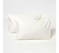 HOMESCAPES Taies d’Oreiller Enfant 40x60 cm en Coton égyptien Bio 400 Fils Crème, Lot de 2, Linge de lit Enfant