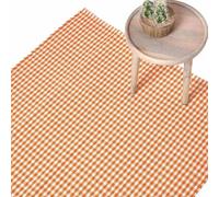 HOMESCAPES Tapis Carreaux Vichy en 100% Coton - Tapis rectangulaire tissé Main - Tapis Damier Orange 60x90 cm - Petit Tapis Salon ou Chambre