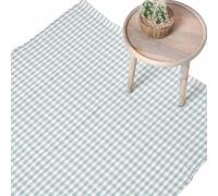 HOMESCAPES Tapis Carreaux Vichy rectangulaire en 100% Coton - Tissé Main Motif Damier Bleu 110x170 cm - Grand Tapis Salon ou Chambre