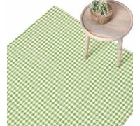HOMESCAPES Tapis Carreaux Vichy rectangulaire en 100% Coton - Tissé Main Motif Damier Vert 110x170 cm - Grand Tapis Salon ou Chambre