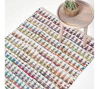 HOMESCAPES - Tapis Chindi Multicolore à Motif Triangles, Fabrication Artisanale - Chindi - 120 x 170 cm