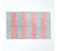 HOMESCAPES Tapis de Bain à Rayures Rose et Gris antidérapant 100% Coton, 50 x 80 cm