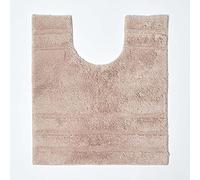 HOMESCAPES Tapis de bain antidérapant 50 x 55 cm, Tapis contour WC en pur coton ultra doux, Couleur Beige
