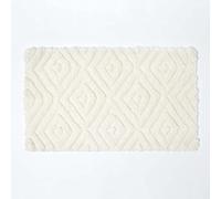 HOMESCAPES Tapis de Bain antidérapant Losanges en 100% Microfibre Blanc, 50 x 80 cm