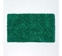 HOMESCAPES Tapis de Bain antidérapant Losanges en 100% Microfibre Vert Emeraude, 50 x 80 cm