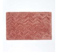 HOMESCAPES Tapis de Bain antidérapant Zigzag en Relief en 100% Microfibre Rose, 50 x 80 cm