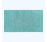 HOMESCAPES Tapis de Bain de Luxe 1600 g/m² Extra Doux 100% Coton réversible, antidérapant, Lavable, Super Absorbant, séchage Rapide, 50 x 80 cm Bleu Aqua