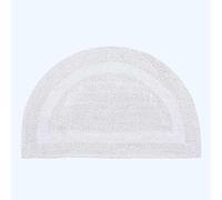HOMESCAPES Tapis de Bain Demi-Lune 1600 g/m², Extra Doux, 100% Coton, réversible, antidérapant, Lavable, Super Absorbant, séchage Rapide, Tapis Demi Cercle 50x80 cm Blanc