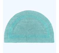 HOMESCAPES Tapis de Bain Demi-Lune 1600 g/m², Extra Doux, 100% Coton, réversible, antidérapant, Lavable, Super Absorbant, séchage Rapide, Tapis Demi Cercle 50x80 cm Bleu Aqua