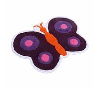 HOMESCAPES Tapis de Bain en Forme de Papillon de 55 x 80 cm en 100% Coton Anti dérapant