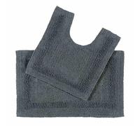 Tapis de bain et contour w.c doux en pur coton gris