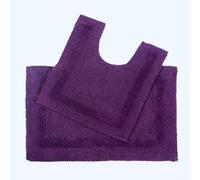 HOMESCAPES Tapis de Bain et Contour WC en Coton, 1600 g/m², Extra Doux, 100% Coton, réversible, antidérapant, Lavable, Super Absorbant, Prune, Ensemble Tapis Salle de Bain et WC - Lot de 2